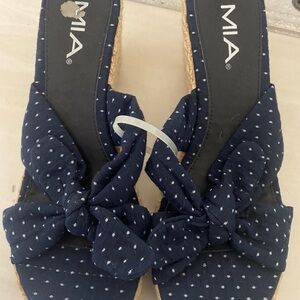 MIA Navy Espadrille Sandals with Polka Dots